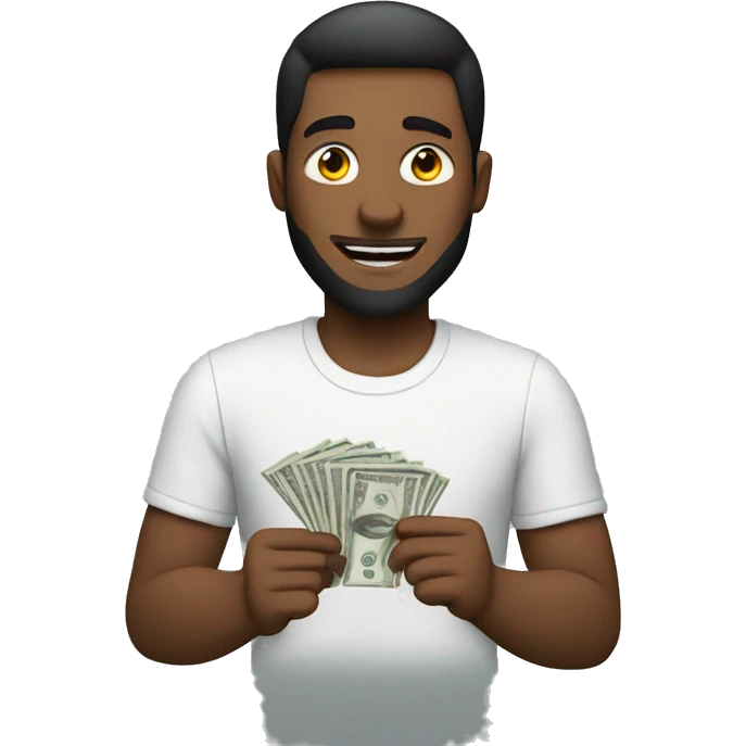 A guy making money and holding 100 bucks emoji