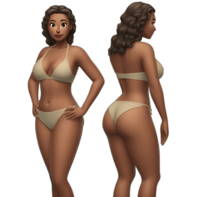 Slim-thicc woman bikini hands on hips pose (beach body) emoji