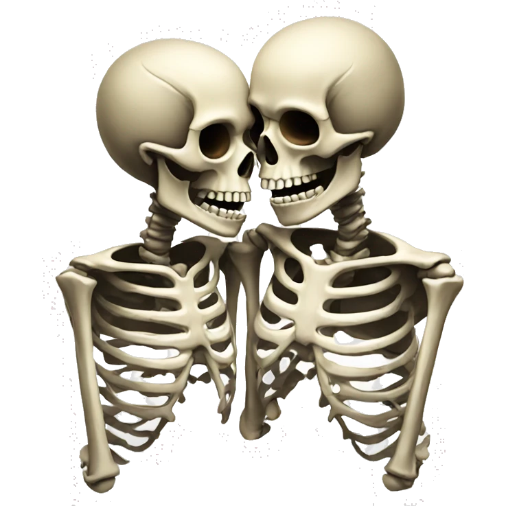 Skeletons kissing  emoji