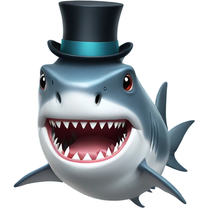 Shark with a top hat emoji