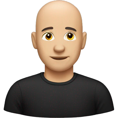 Bald man black shirt emoji