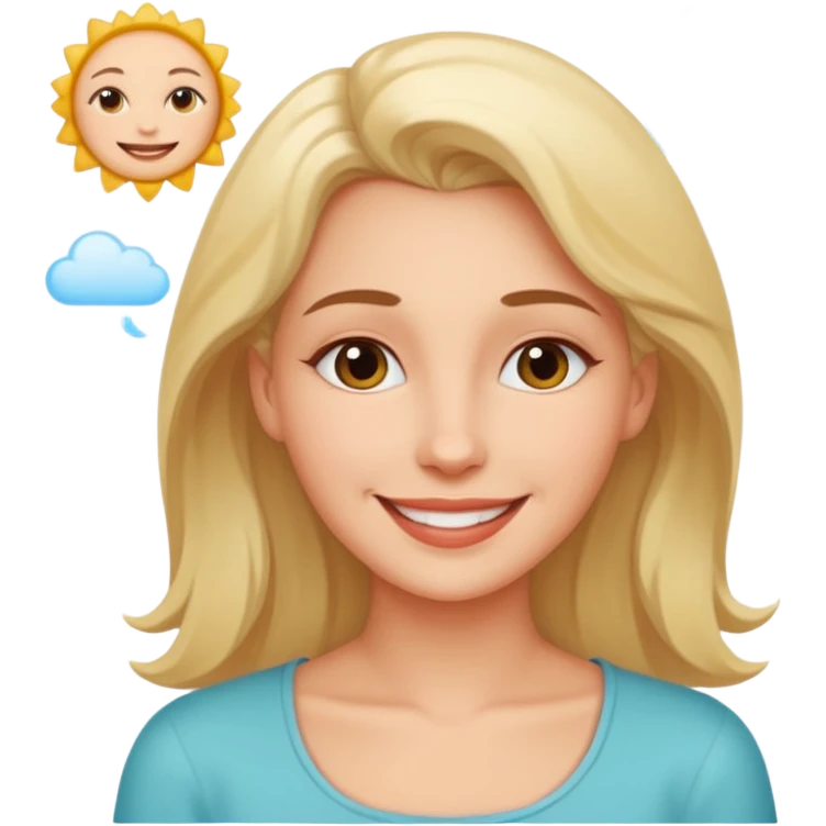 A woman happy dreaming about what her soulmate looks like emoji