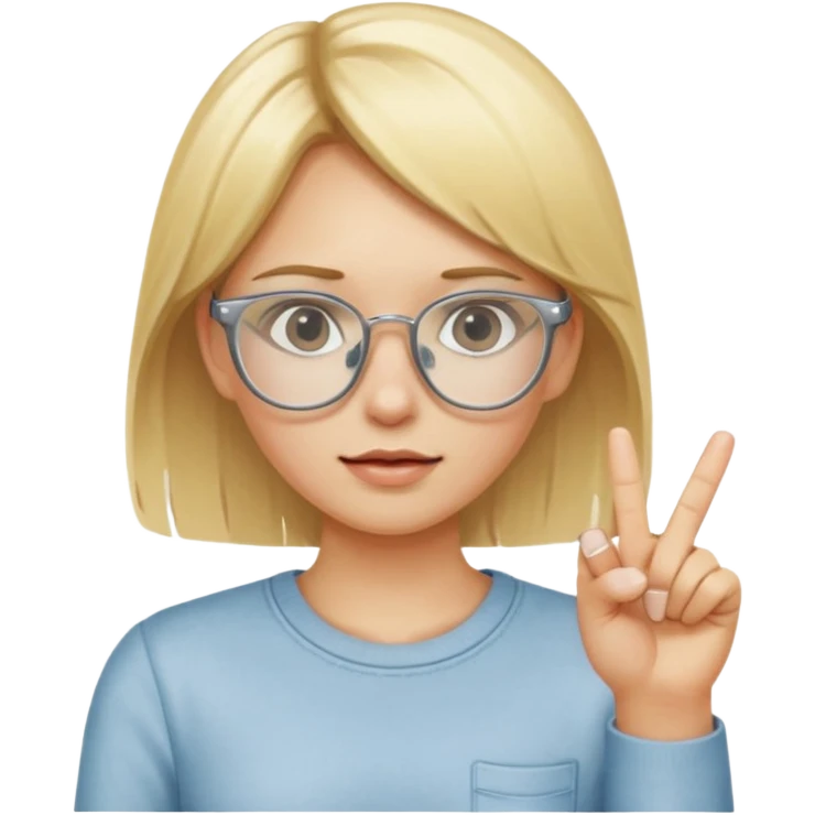 blonde haired girl with clear glasses sticking middle finger  emoji