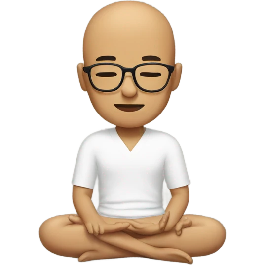 Bald Brown Asian man with glasses meditating  emoji