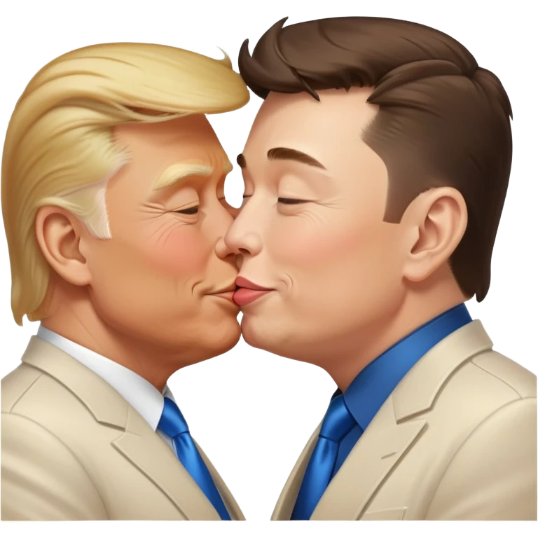 donald trump and elon musk kissing emoji