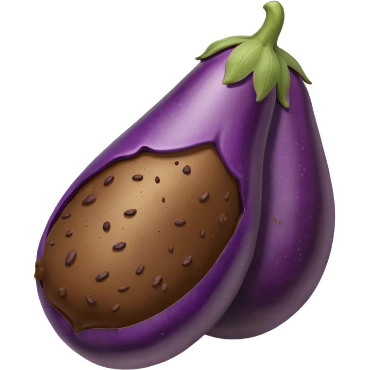 poop holding eggplant emoji
