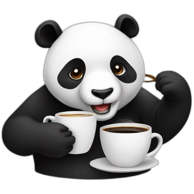 A panda drinking coffee emoji