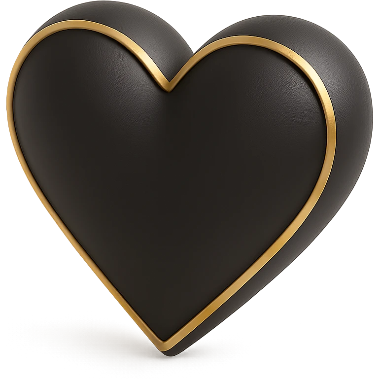 a heart in 3D black style emoji