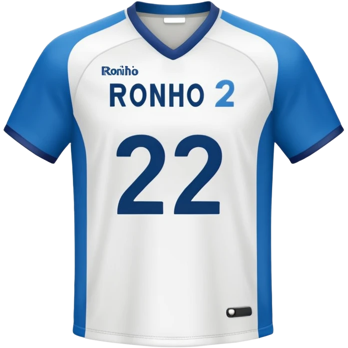 White football jersey at the back with number 22 and my name RONIHO  emoji