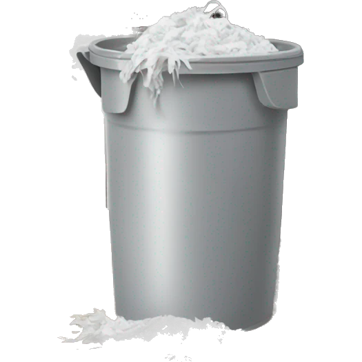 White doodle digging in kitchen garbage  can emoji