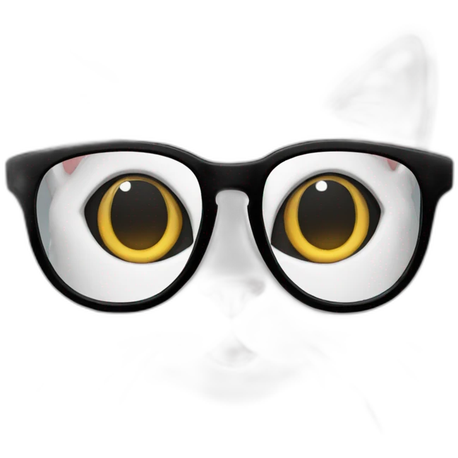 cat happy with glasses black emoji