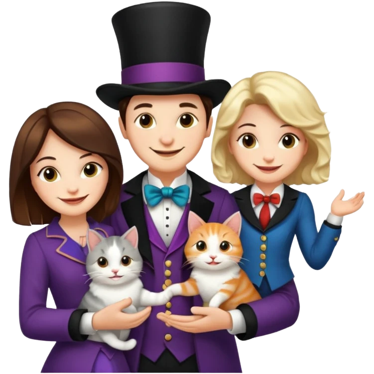 magician couple and their pet cat emoji