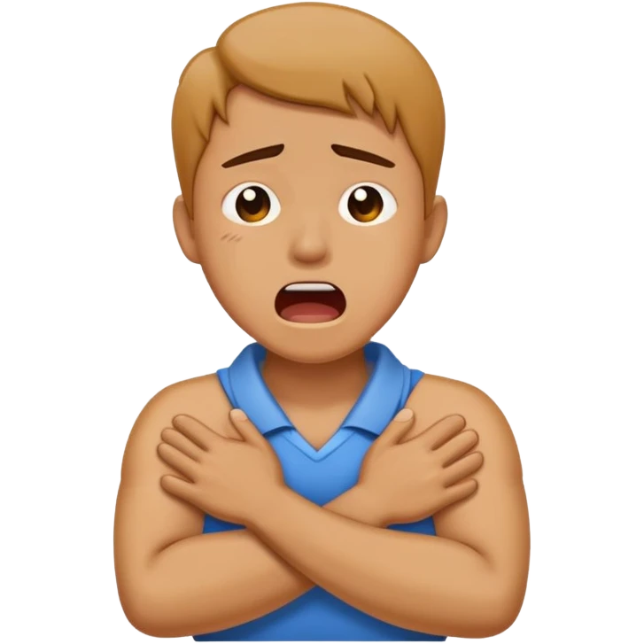 crossing arms holding neck crying and screaming person emoji