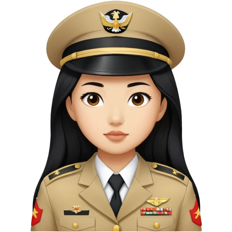 Asian girl with long black hair in the U.S. Marine Corps emoji