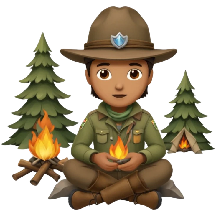 mountain ranger at campfire emoji
