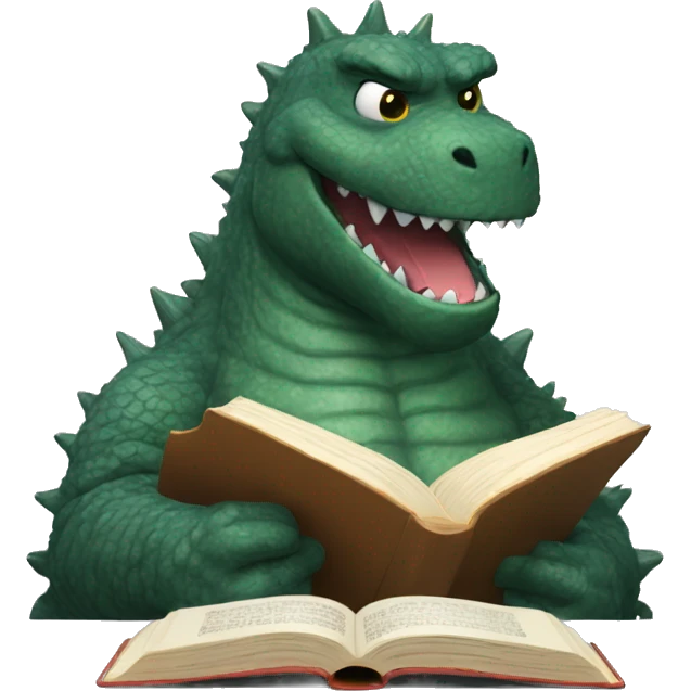Godzilla reading a book emoji