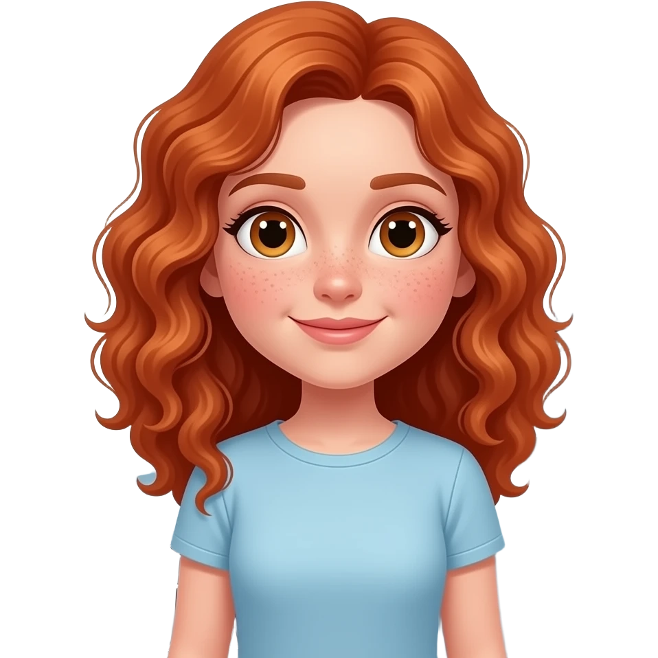 Fille rousse bouclés tâches de rousseur Automobile emoji