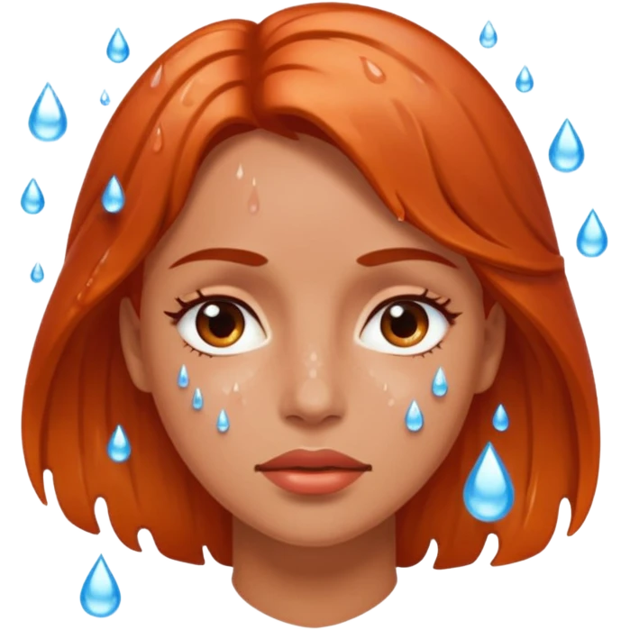 woman feeling very hot, sweating with face redish and drops emoji