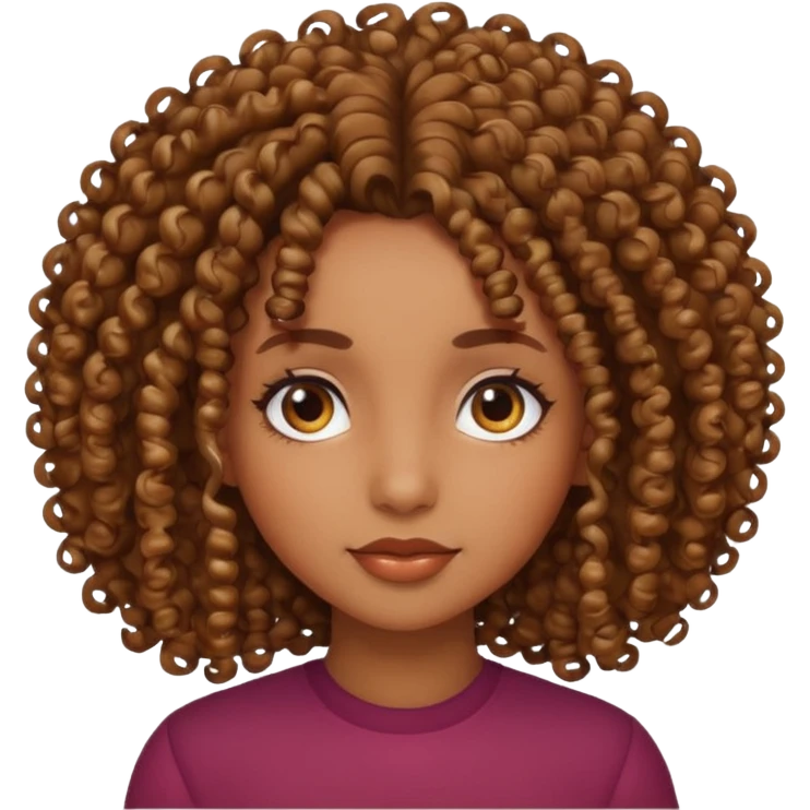 Brown skin girl with curly hair emoji