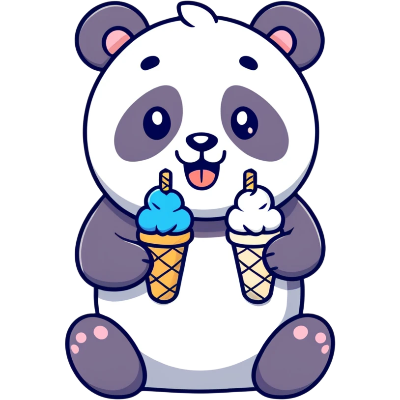 Panda eating ice cream emoji