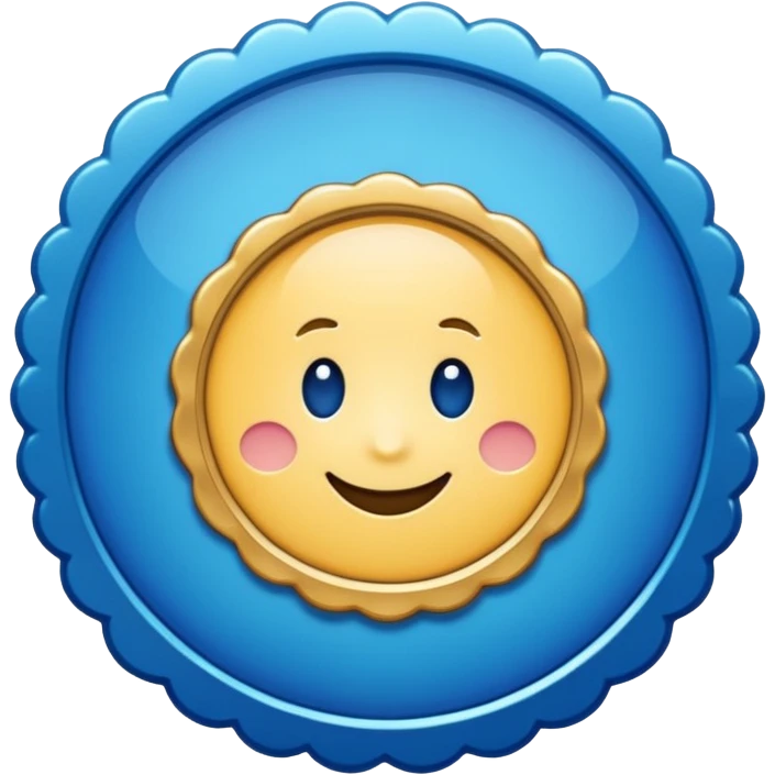 A blue scalloped circle with a verified thing emoji
