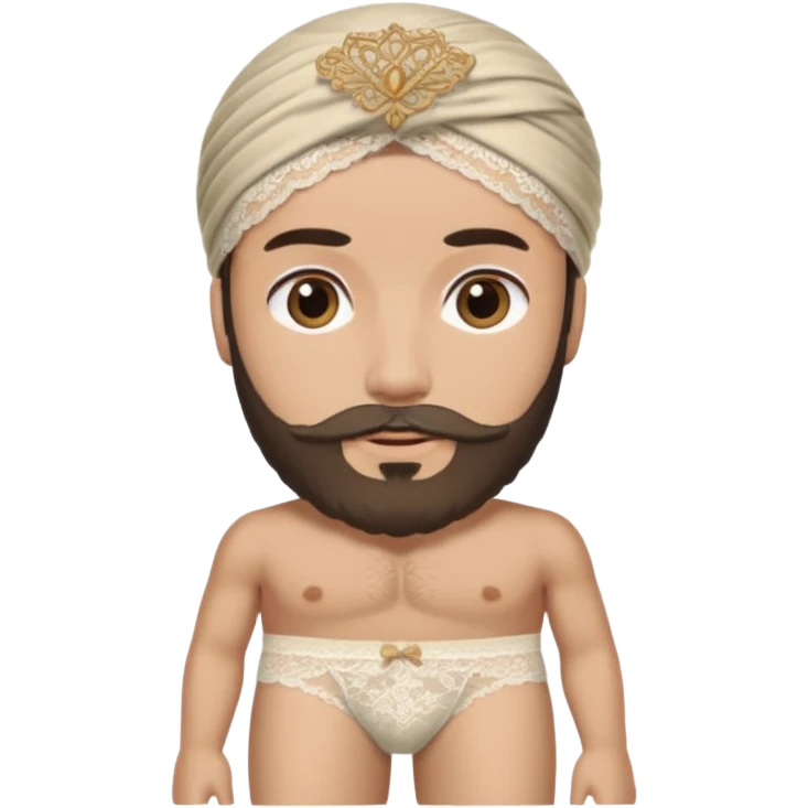 یه مرد با عمامه‌ که لباس زیر زنونه پوشیده و ریش داره emoji