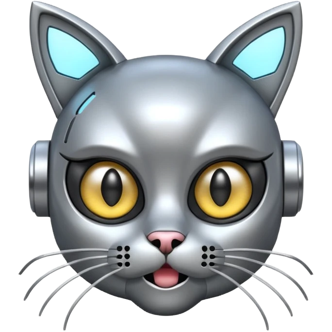 robot looking surprised with cat ears and looks funny emoji