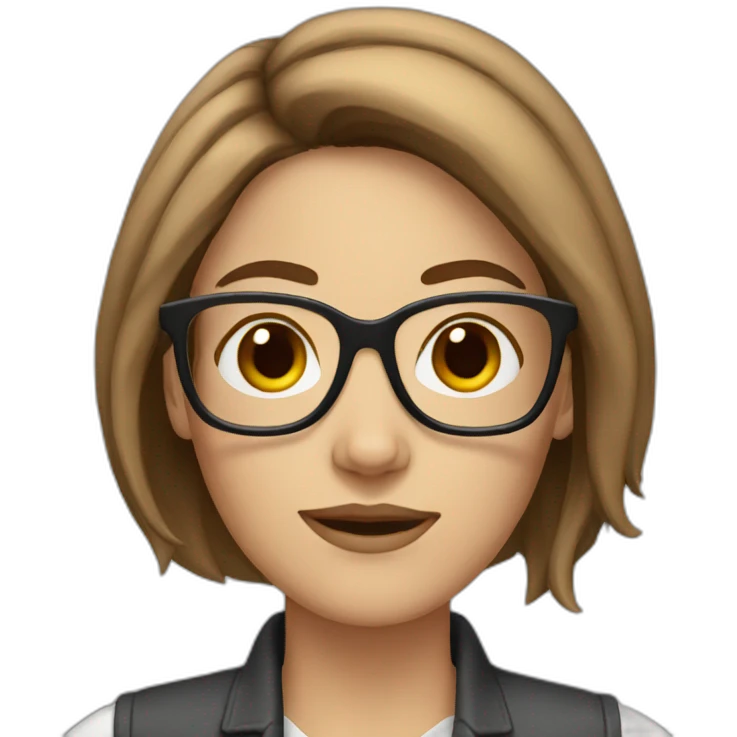 white woman with brown hair and glasses emoji