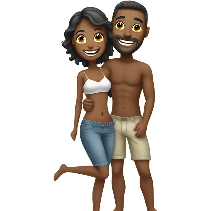 happy couple by the beach emoji