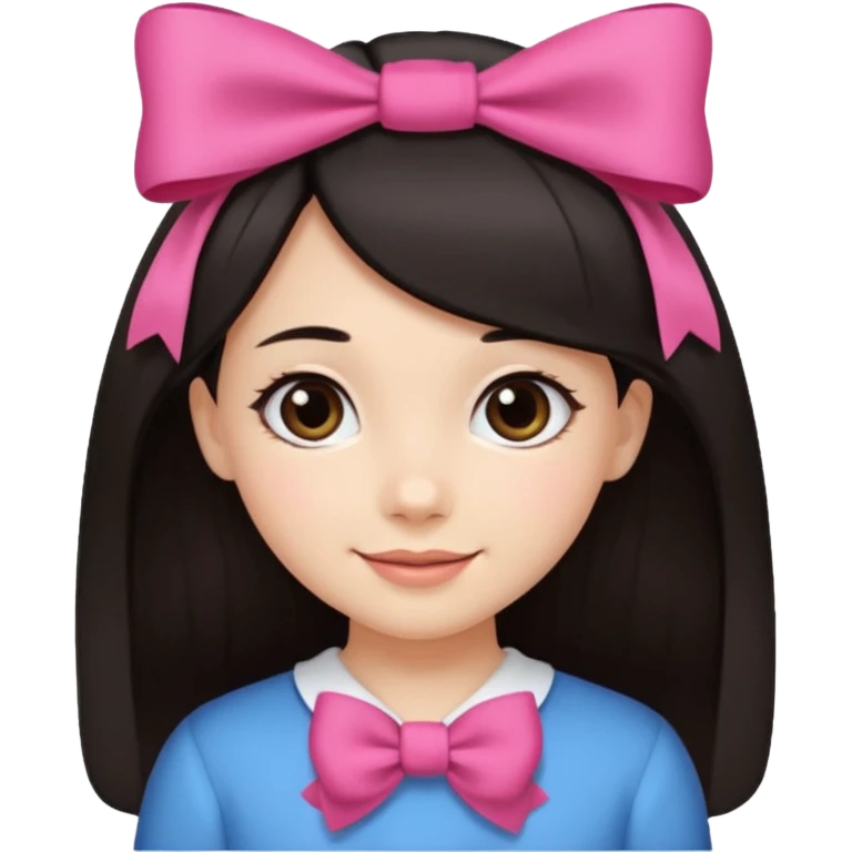 scout girl with hairbow on straight hair dark hair emoji