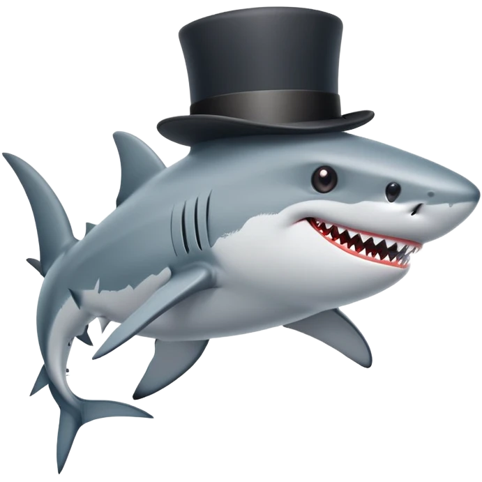 Shark with a top hat emoji
