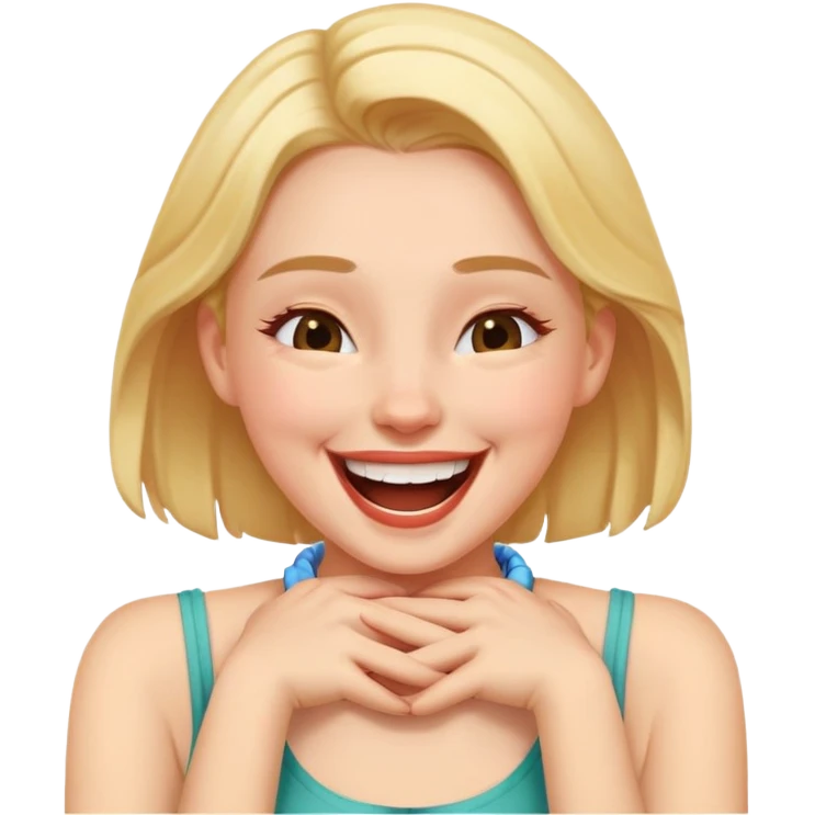 girl with her hands on her neck laughing  emoji