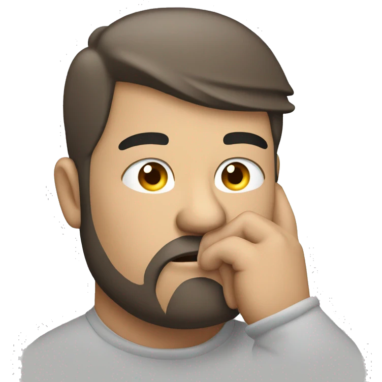 THINKING ONE HAND ON FACE  FAT MAN   emoji