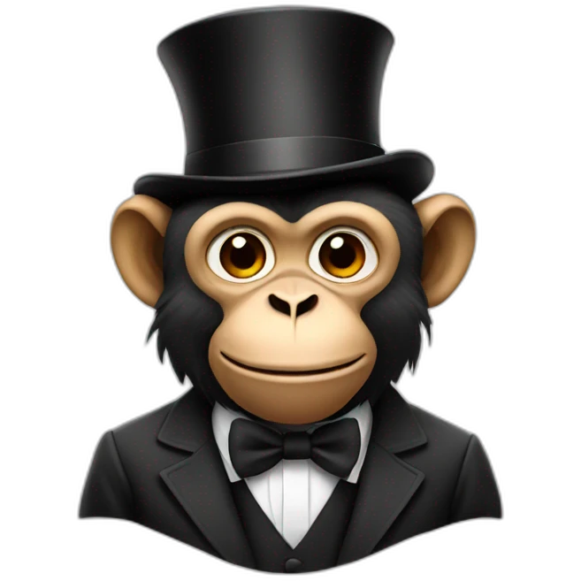 A monkey wearing a top hat emoji