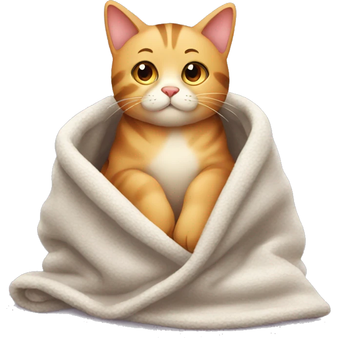 cozy warm cat with blanket emoji