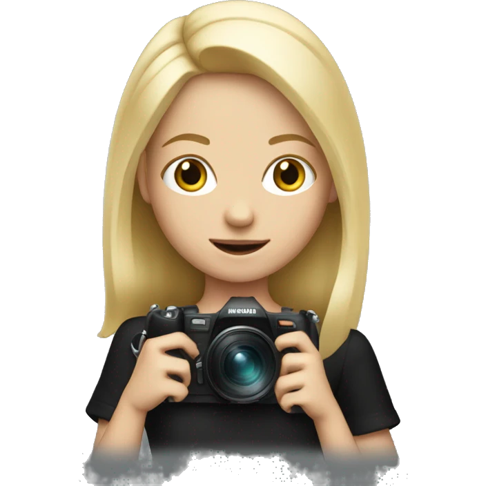 Blonde girl wearing black and holding a camera  emoji