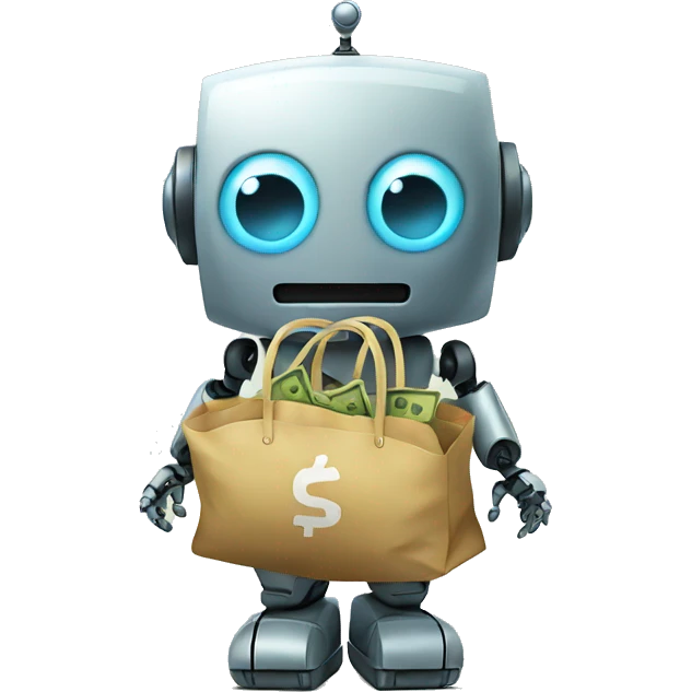 cute robot with money bags emoji