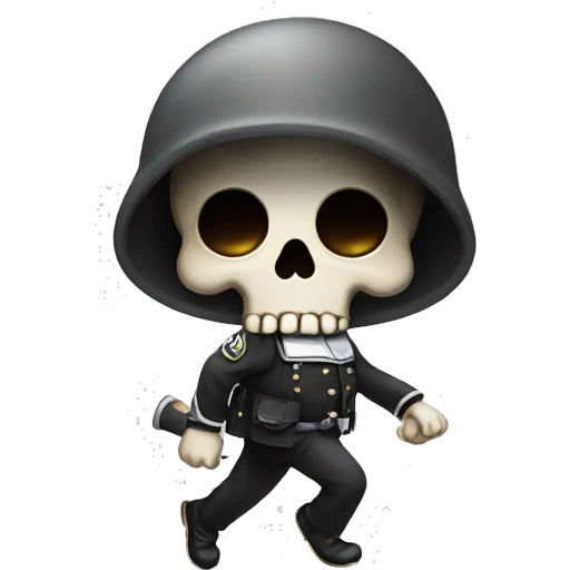 skull cute head marching with "raid" sign emoji