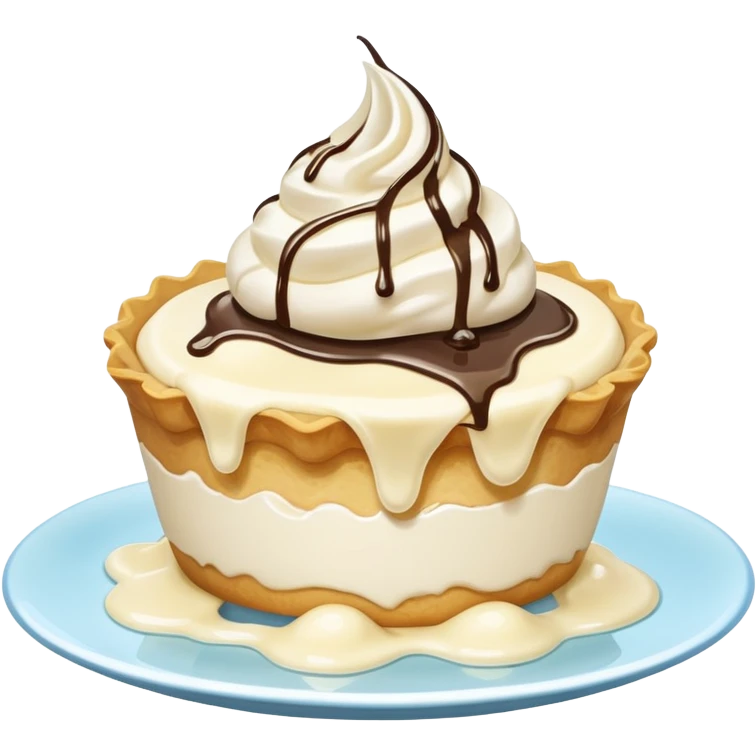 Slice of pale cream pie with melted ice cream dripping off of it emoji