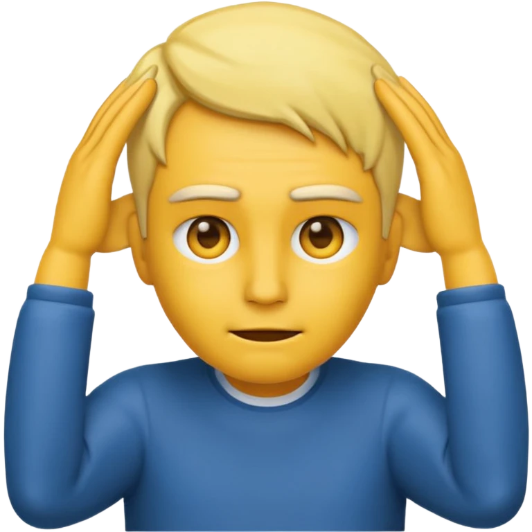 emoji face putting his hands on his ears in a sigma way, confident, stoic, no text emoji