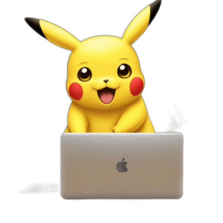 Pikachu in front of a laptop emoji