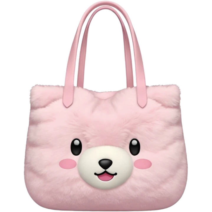 Aesthetic pink plush tote bag without face emoji