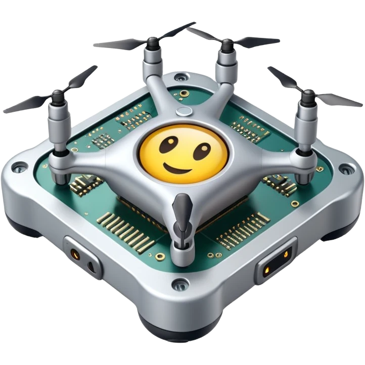 ultra realistic processor with small stamp drone emoji