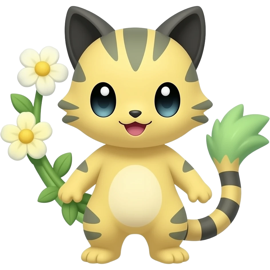 shiny shy sweet cute timid coy vernid-sergal-civet-genet-Fakémon-Digimon-creature-hybrid emoji