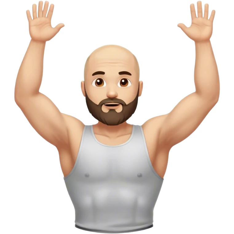 bald guy with a beard an muscles with his hands up shrugging his shoulders emoji