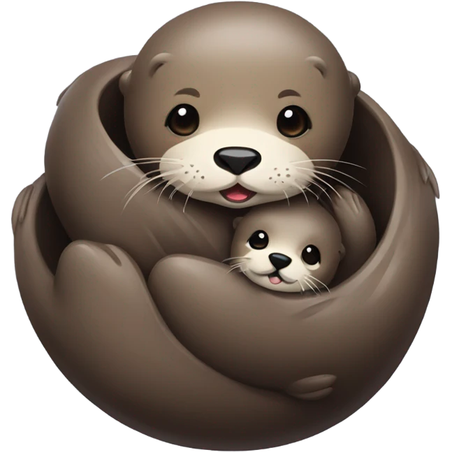 seaotter with her baby seaotter emoji