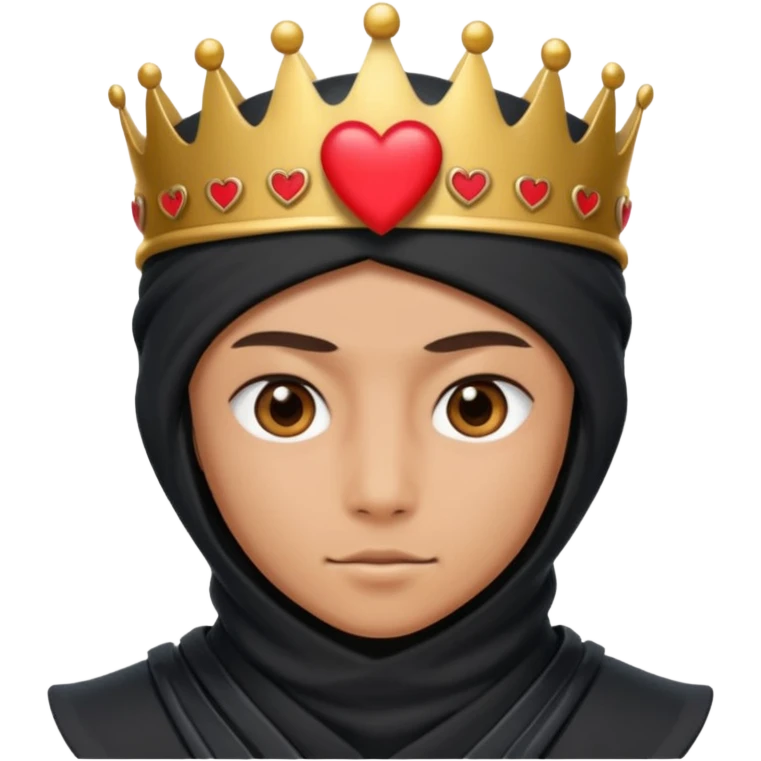 Ninja con ojos de corazón y una corana emoji