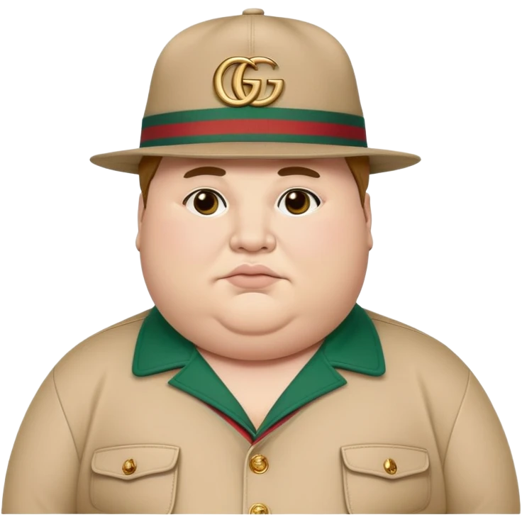 A fat man with gucci hat emoji