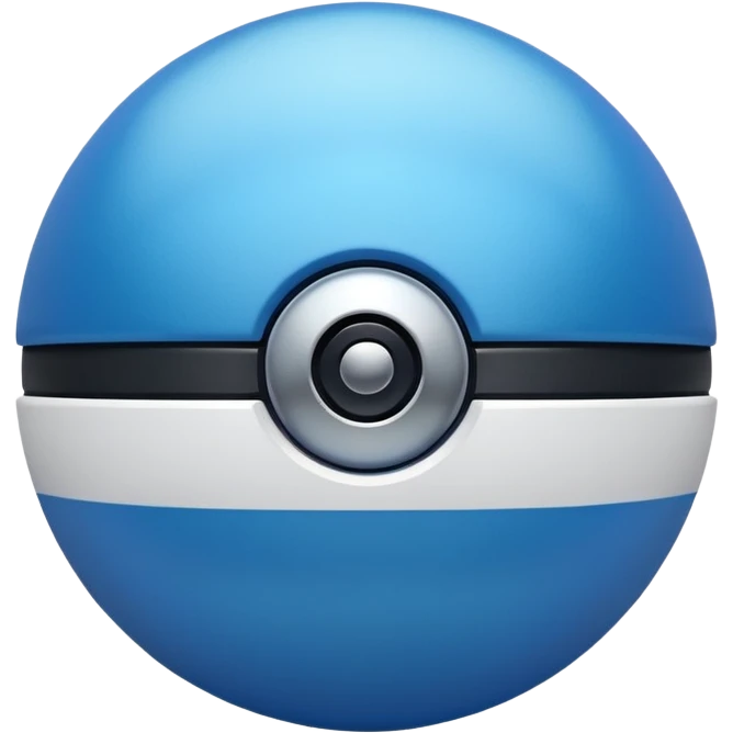 blue pokeball emoji, top half is a more saturated blue, bottom half is white, black stripe, with a metallic sheen emoji