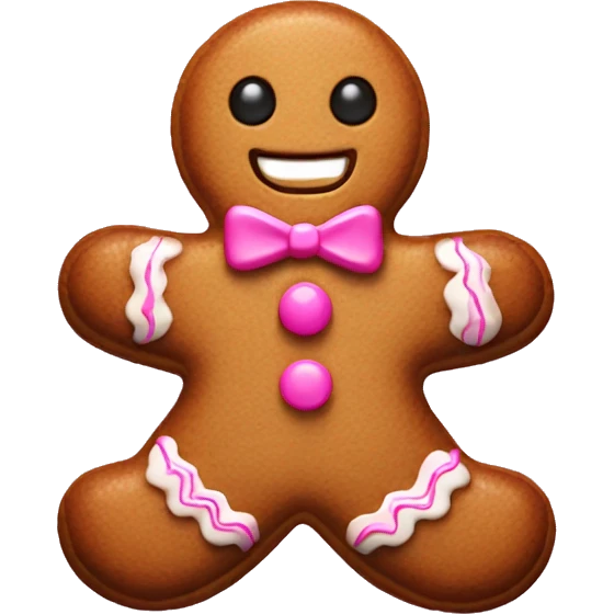 Gingerbread man with pink decorations  emoji